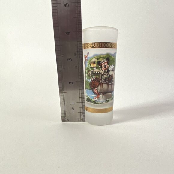 Disney Tall Frosted SHOT GLASS Parks Magic Kingdom Mickey Mouse Jungle Cruise - Picture 7 of 7